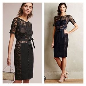 Anthropolgie Byron Lars Beguile Carissima Black Lace Sheath Dress